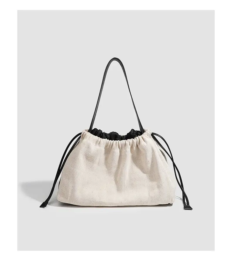 Canvas Patchwork Drawstring Linen Tote Bag — feature 18