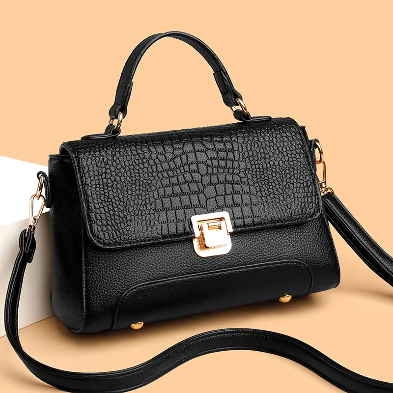 Women's Blue Croc Leather Shoulder Crossbody Bag
