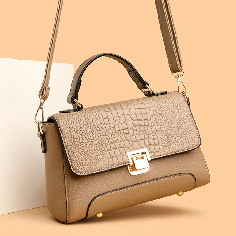 Women's Blue Croc Leather Shoulder Crossbody Bag - Image 6