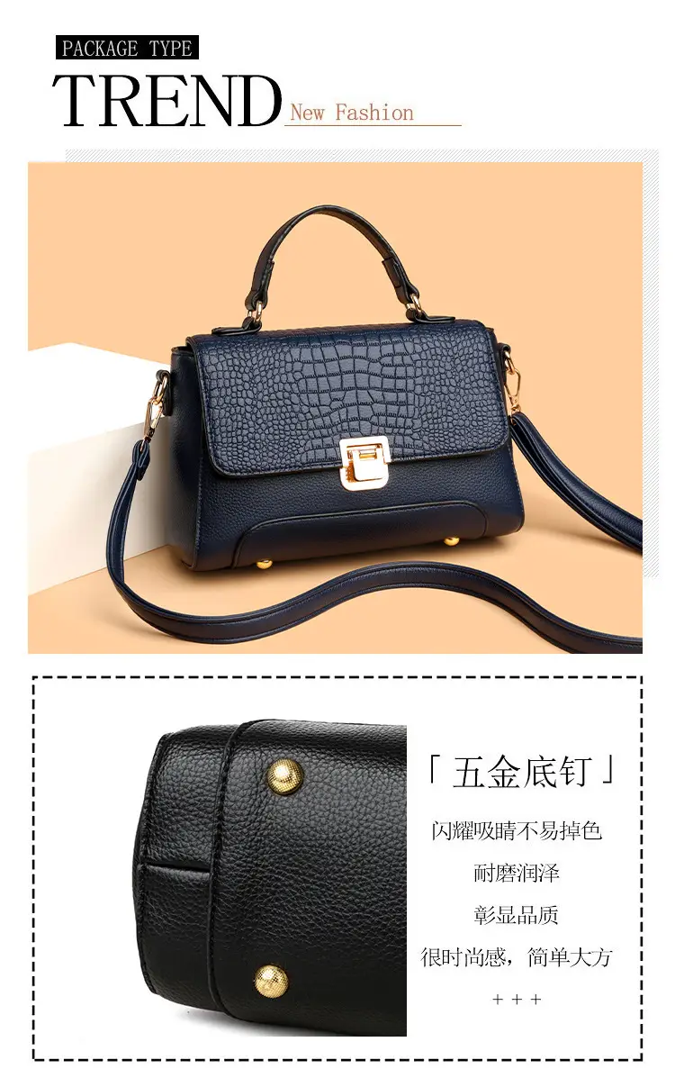 Women's Blue Croc Leather Shoulder Crossbody Bag — feature 11