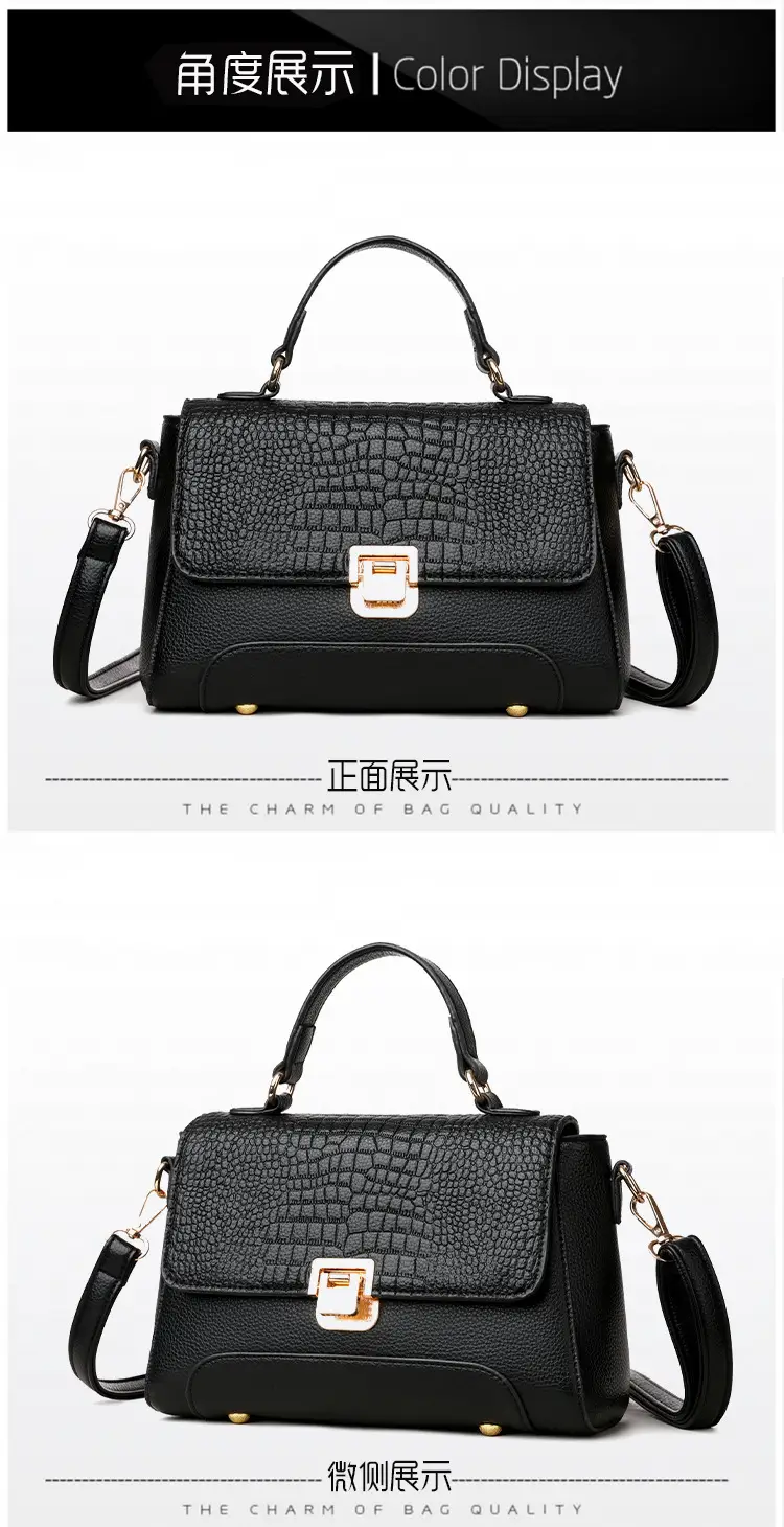 Women's Blue Croc Leather Shoulder Crossbody Bag — feature 19