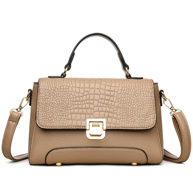 Women's Blue Croc Leather Shoulder Crossbody Bag - Image 3