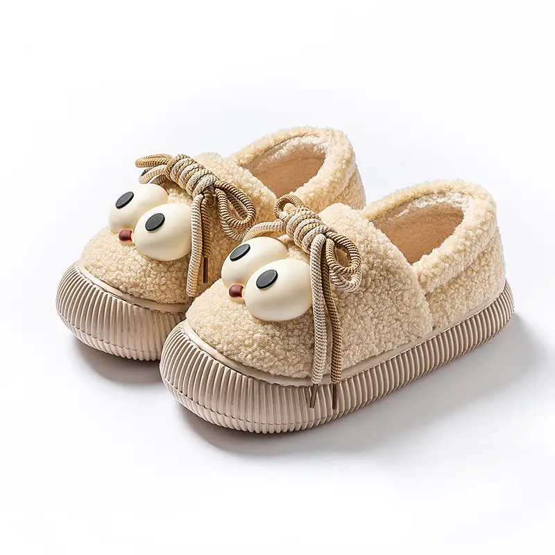 Cotton Slippers with Heel Women's Autumn and Winter Outfit Indoor Home Warm Couple's Thick-soled Plush Shoes Moon Shoes