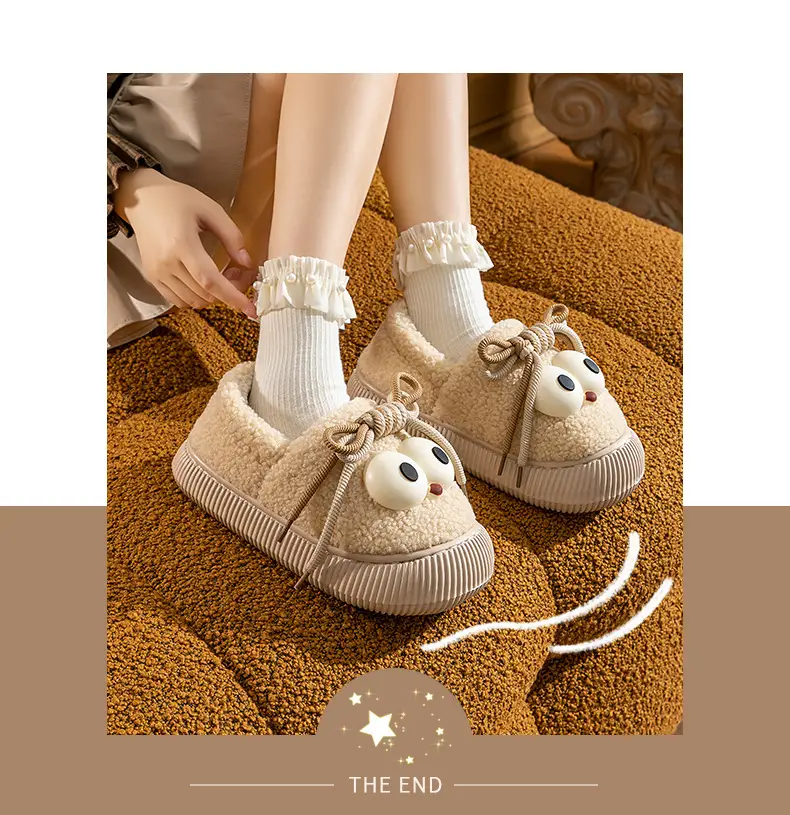 Cotton Slippers with Heel Women's Autumn and Winter Outfit Indoor Home Warm Couple's Thick-soled Plush Shoes Moon Shoes — feature 20