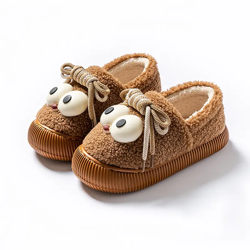 Cotton Slippers with Heel Women's Autumn and Winter Outfit Indoor Home Warm Couple's Thick-soled Plush Shoes Moon Shoes