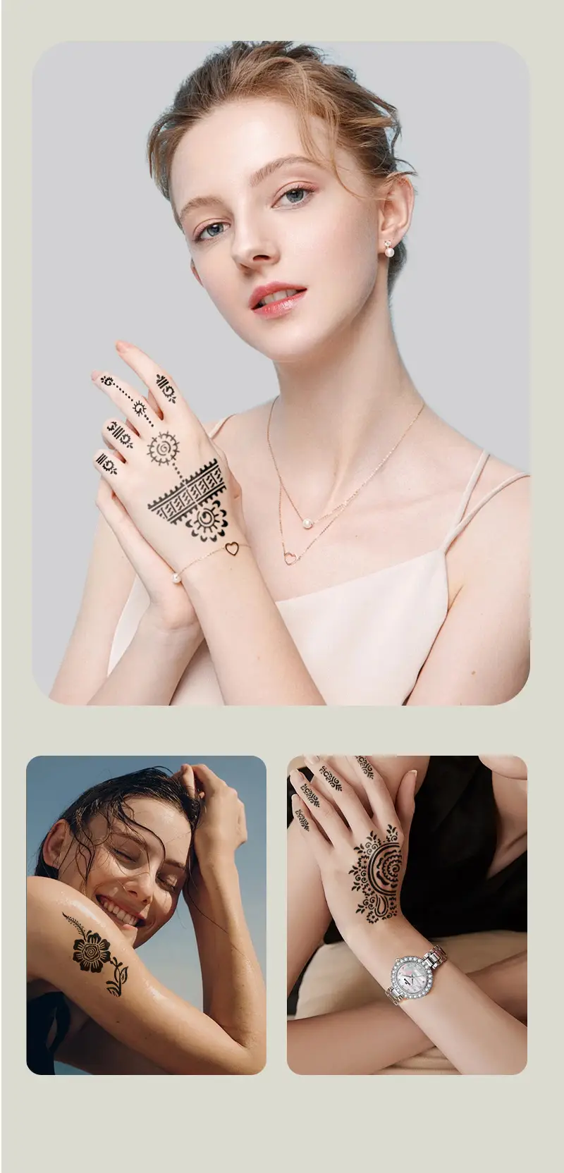 Cross-border Henna Tattoo Stick Hand Design 19L 19R — feature 1