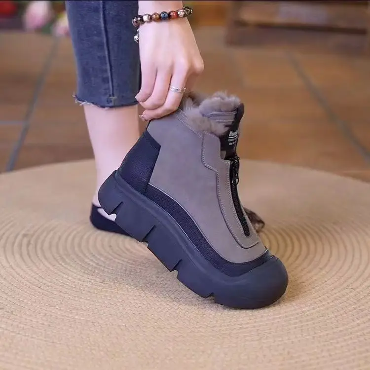 Women Zipper Snow Boots Fleece Lined Warm Leather Winter — feature 10