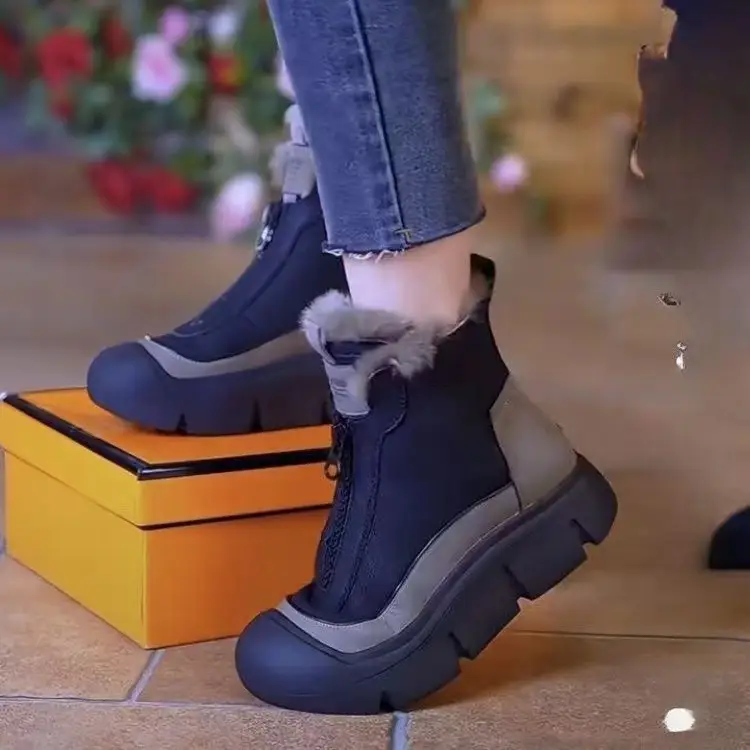 Women Zipper Snow Boots Fleece Lined Warm Leather Winter — feature 13