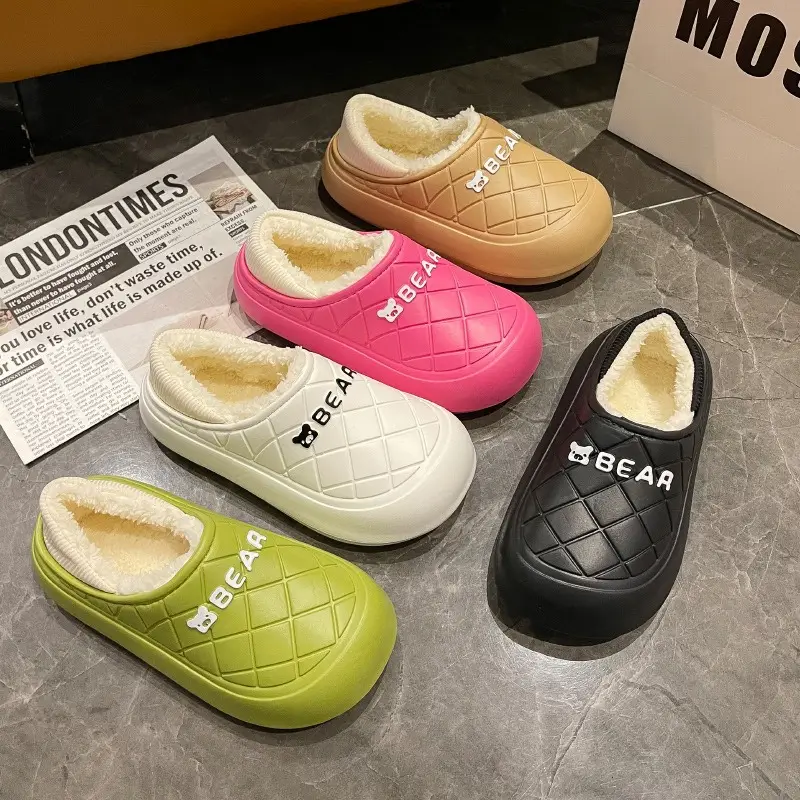 Women Pink Fleece Slip-On Warm Shoes - Image 7