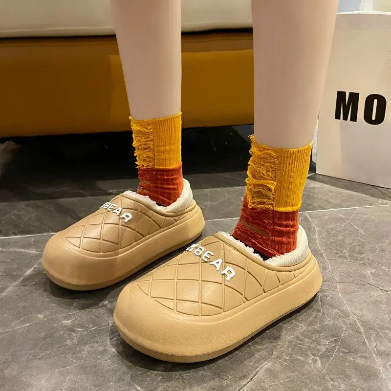 Women Pink Fleece Slip-On Warm Shoes - Image 9