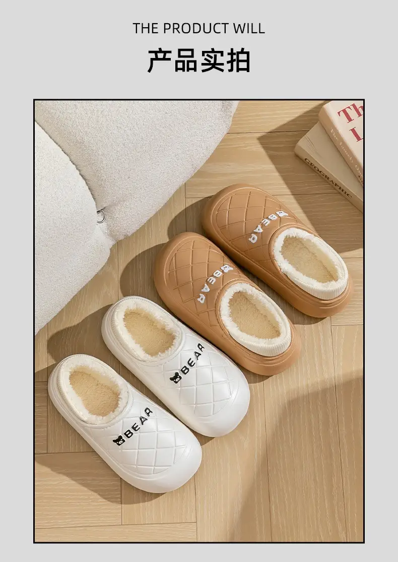 Women Pink Fleece Slip-On Warm Shoes — feature 10