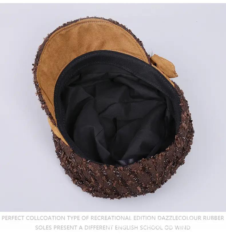 Women's Silver Sequin Beret Hat with Fur Trim — feature 10