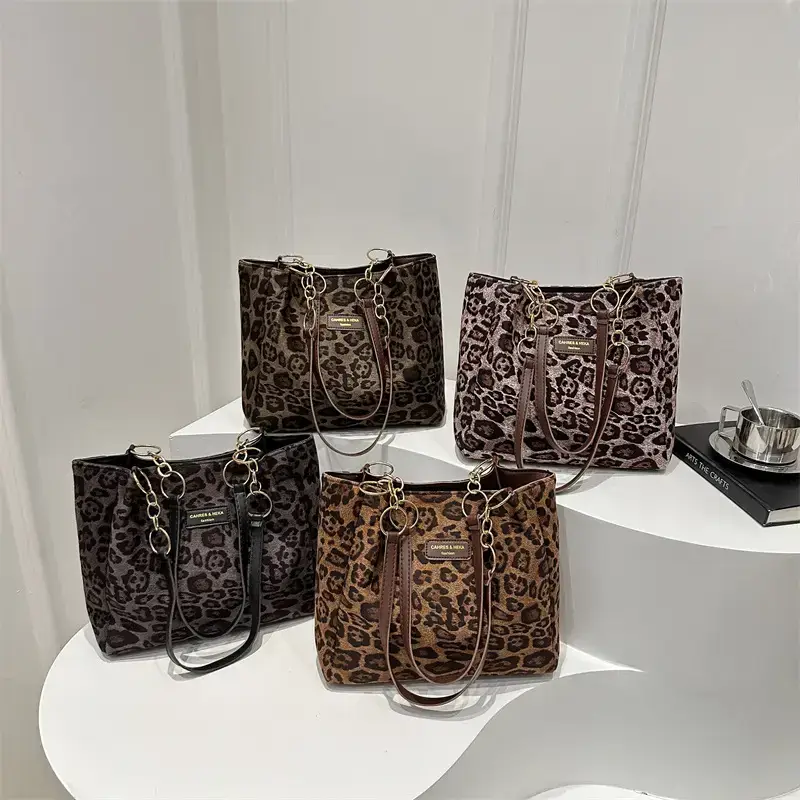 Women Leopard Print Shoulder Bag 2024 Autumn Winter New Suede - Image 8