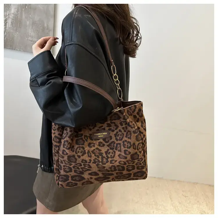 Women Leopard Print Shoulder Bag 2024 Autumn Winter New Suede — feature 18