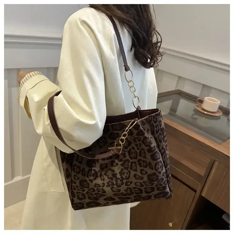 Women Leopard Print Shoulder Bag 2024 Autumn Winter New Suede — feature 26
