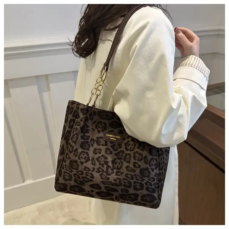 Women Leopard Print Shoulder Bag 2024 Autumn Winter New Suede — feature 27