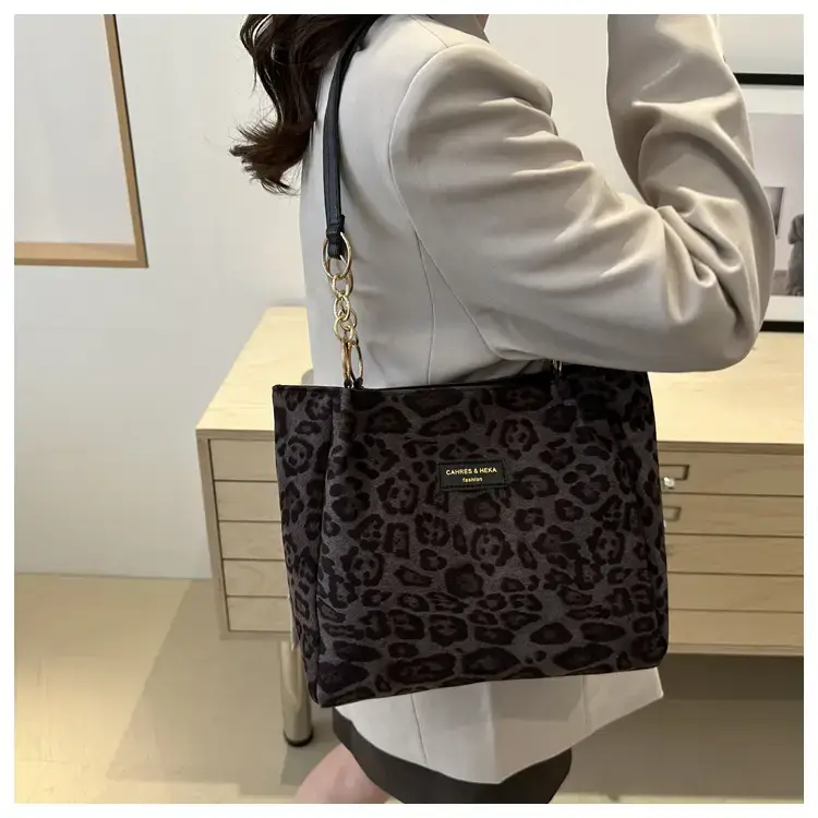 Women Leopard Print Shoulder Bag 2024 Autumn Winter New Suede — feature 28