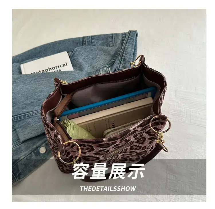 Women Leopard Print Shoulder Bag 2024 Autumn Winter New Suede — feature 7