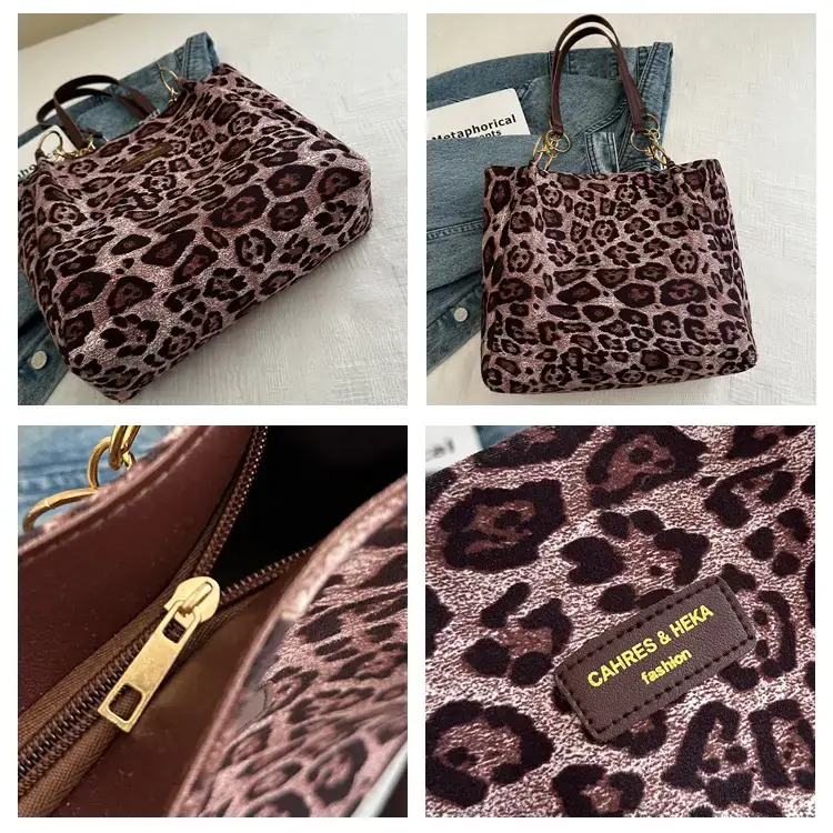 Women Leopard Print Shoulder Bag 2024 Autumn Winter New Suede — feature 8