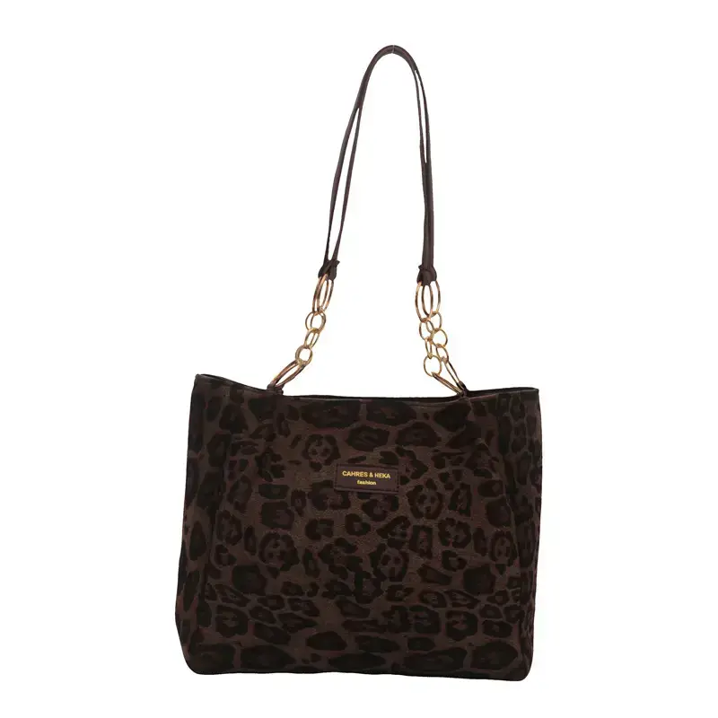 Women Leopard Print Shoulder Bag 2024 Autumn Winter New Suede - Image 3