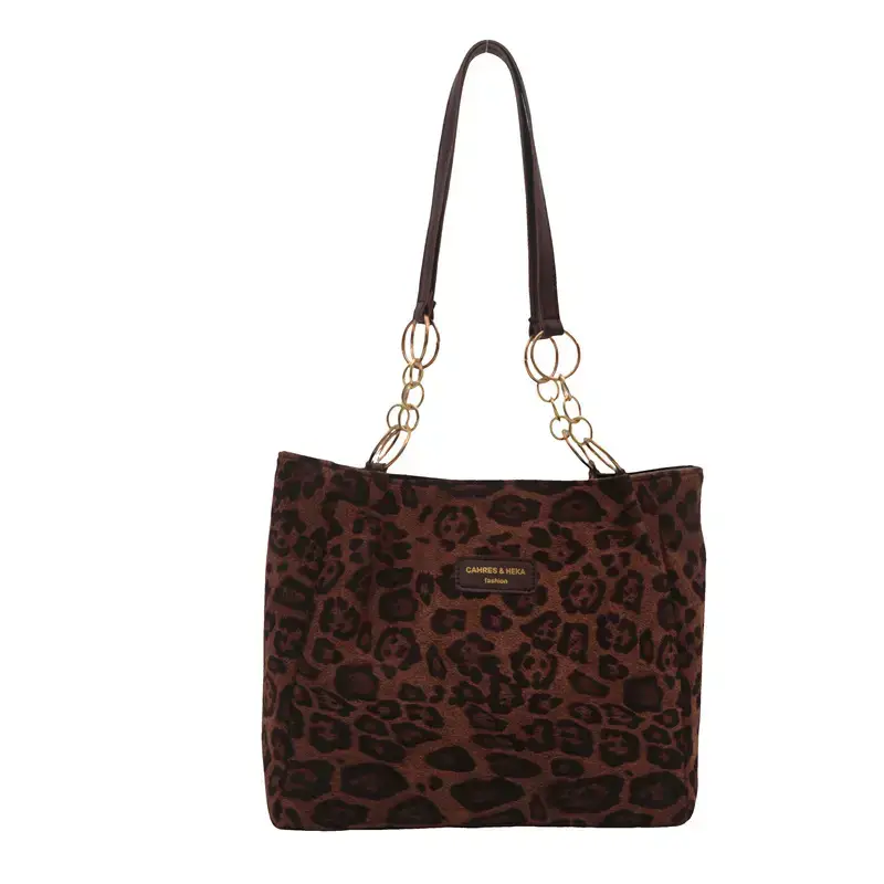 Women Leopard Print Shoulder Bag 2024 Autumn Winter New Suede - Image 4