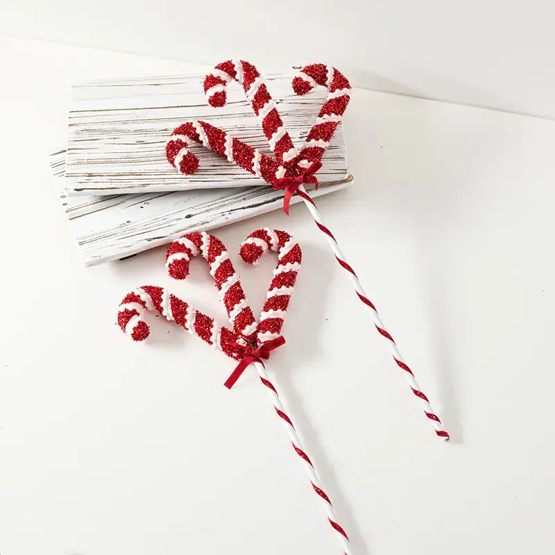 Red White Crutches Christmas Ball Decor