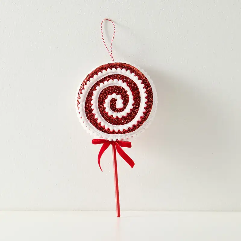 Red White Crutches Christmas Ball Decor