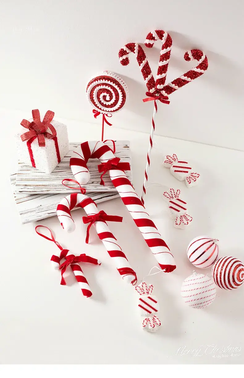 Red White Crutches Christmas Ball Decor — feature 1