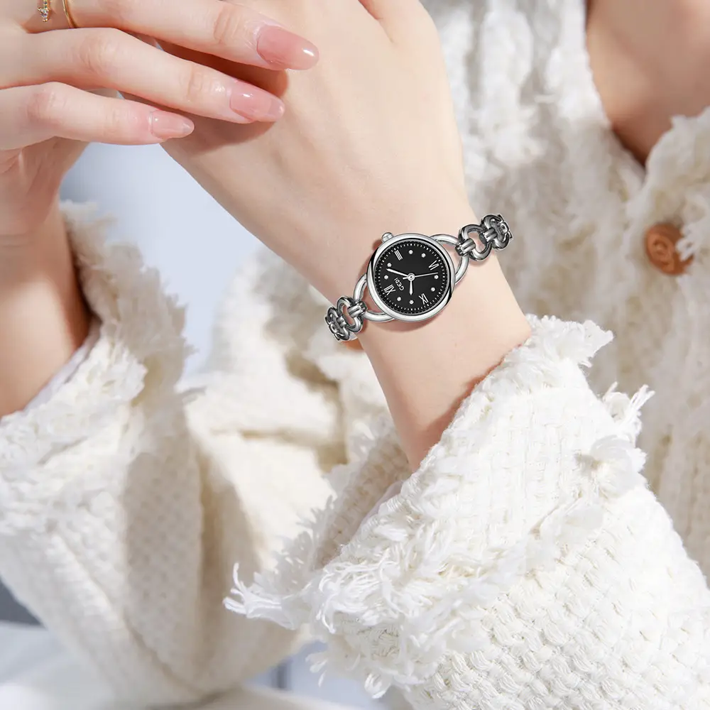 Women's Gold Quartz Bracelet Watch with Chain Strap - Image 6
