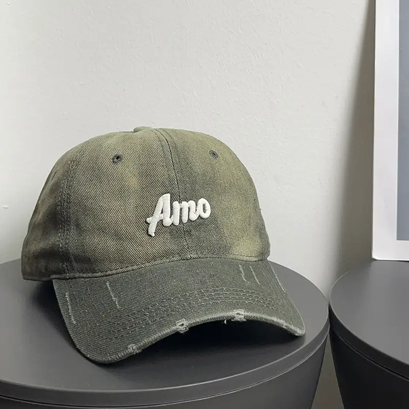 Washed Deep Green Baseball Cap with "Amino" Embroidery - Image 7
