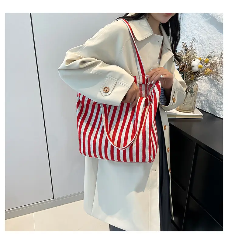2024 Striped Handbag Double Large Capacity — feature 15