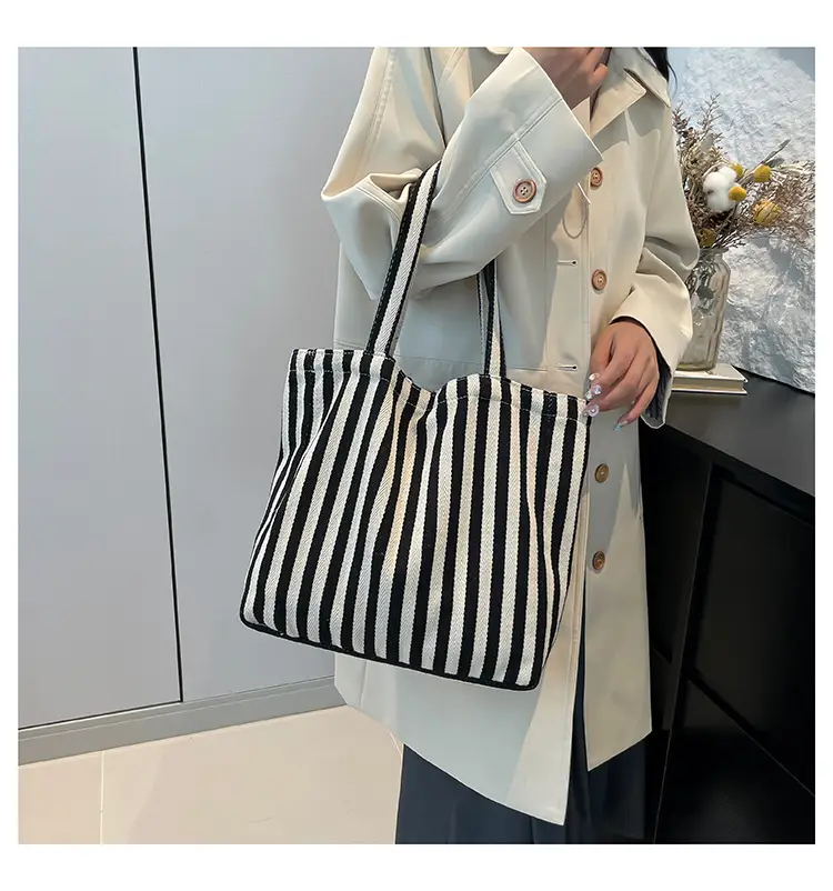 2024 Striped Handbag Double Large Capacity — feature 18