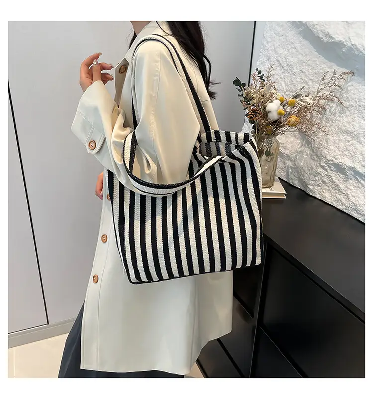 2024 Striped Handbag Double Large Capacity — feature 22