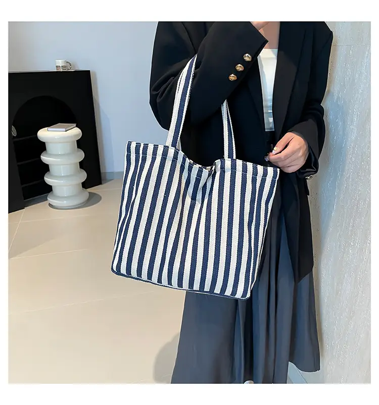 2024 Striped Handbag Double Large Capacity — feature 23