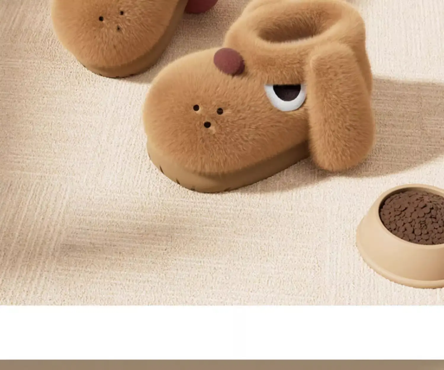 Green Plush Puppy Slipper for Women Winter Indoor Non-Slip — feature 12