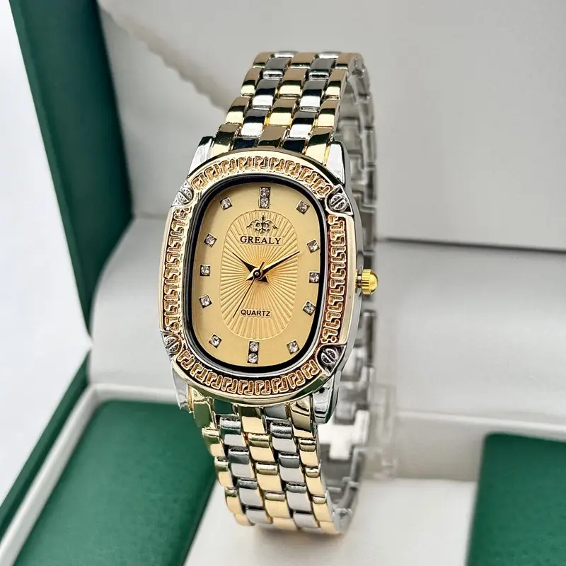 Oval Diamond Women's Quartz Watch Silver Strap