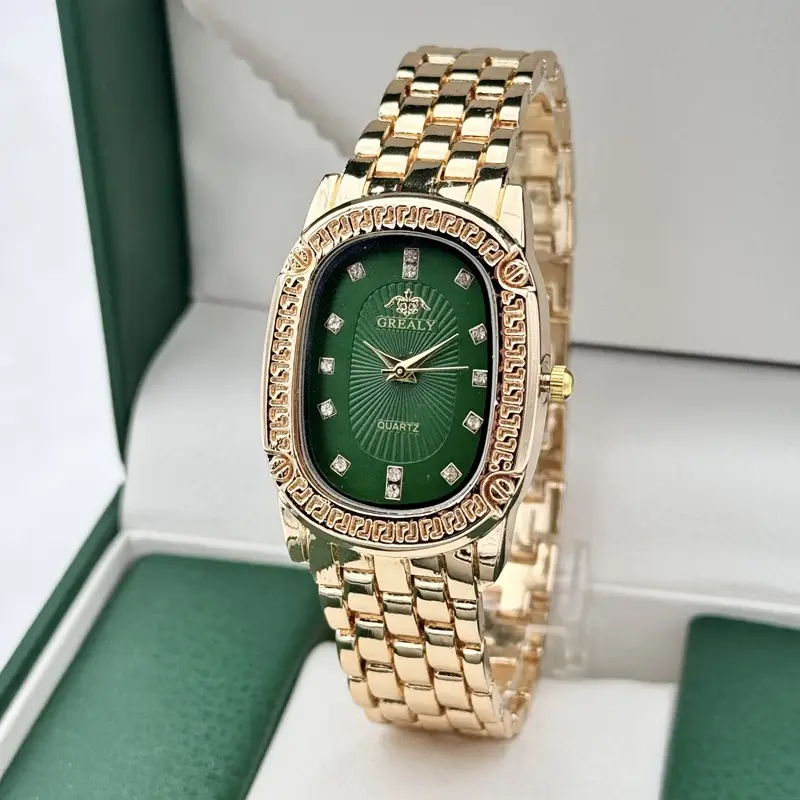 Oval Diamond Women's Quartz Watch Silver Strap
