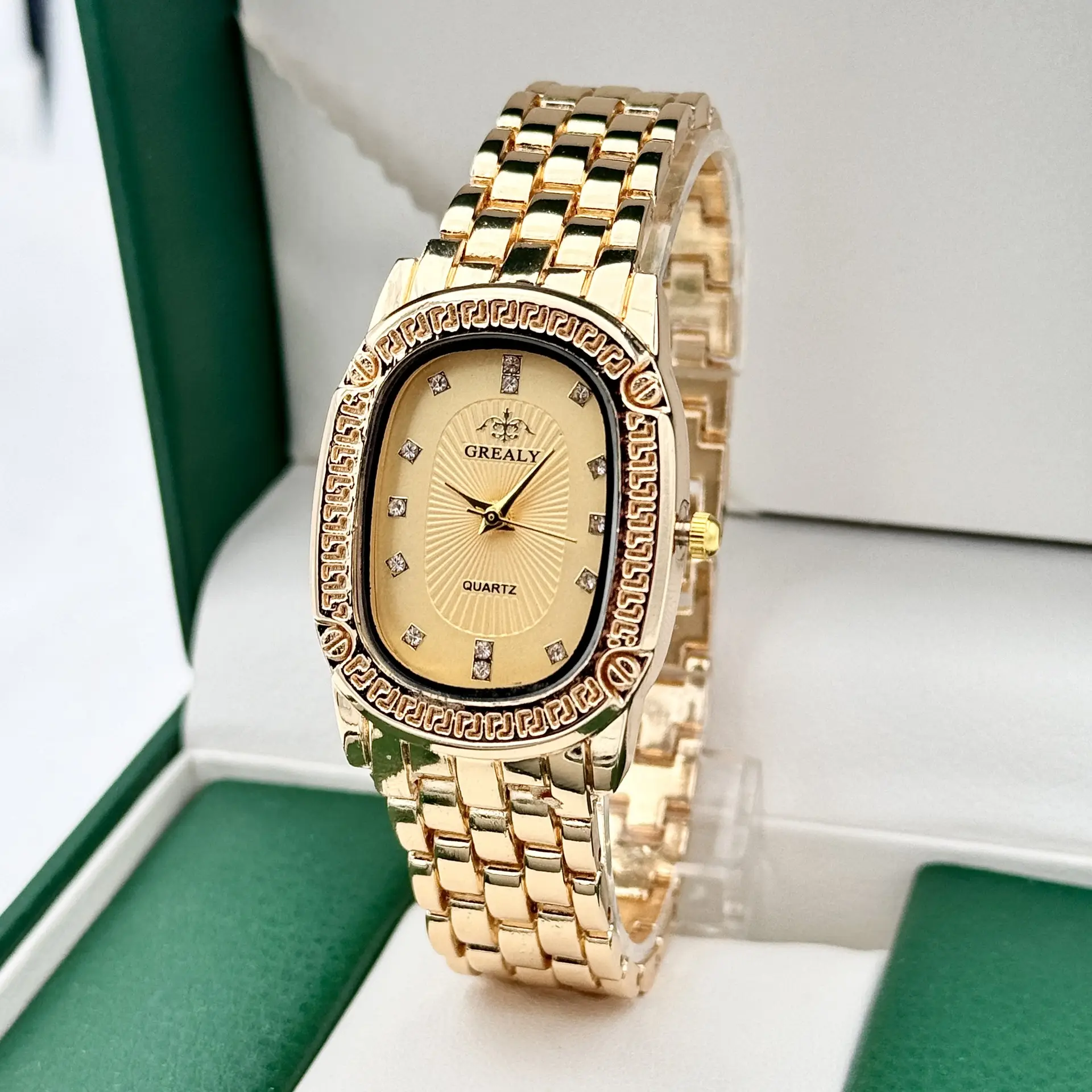 Oval Diamond Women's Quartz Watch Silver Strap