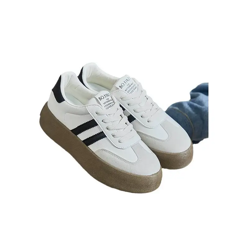 All-match German Training Shoes Women's Shoes 2024 New Autumn Thick-soled Height-increasing Leather White Shoes Retro Casual Sports Sneakers