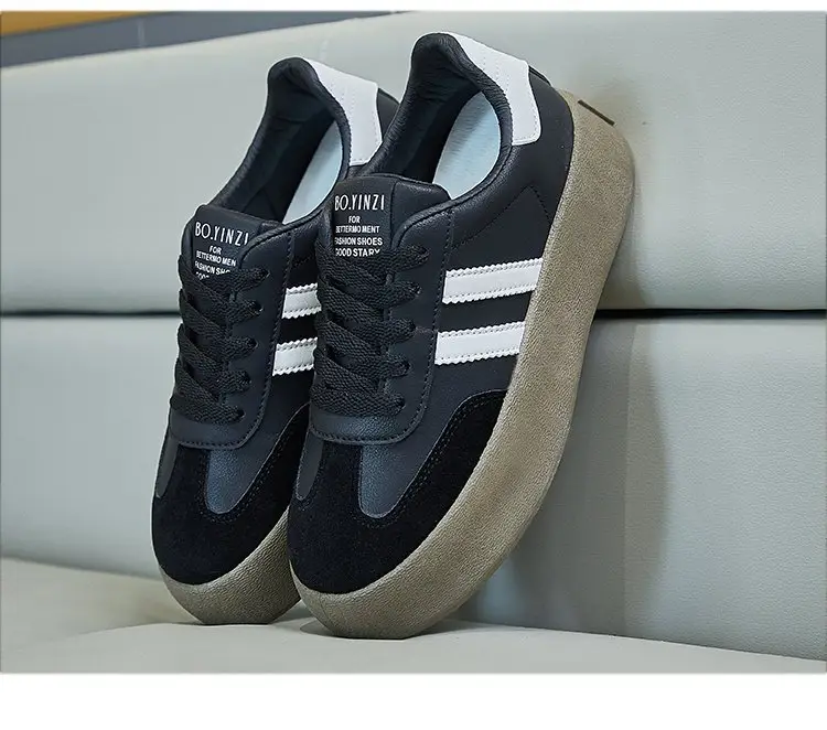 All-match German Training Shoes Women's Shoes 2024 New Autumn Thick-soled Height-increasing Leather White Shoes Retro Casual Sports Sneakers — feature 10