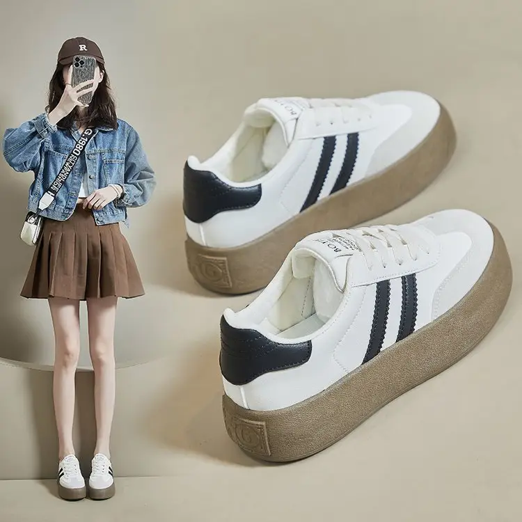 All-match German Training Shoes Women's Shoes 2024 New Autumn Thick-soled Height-increasing Leather White Shoes Retro Casual Sports Sneakers — feature 11