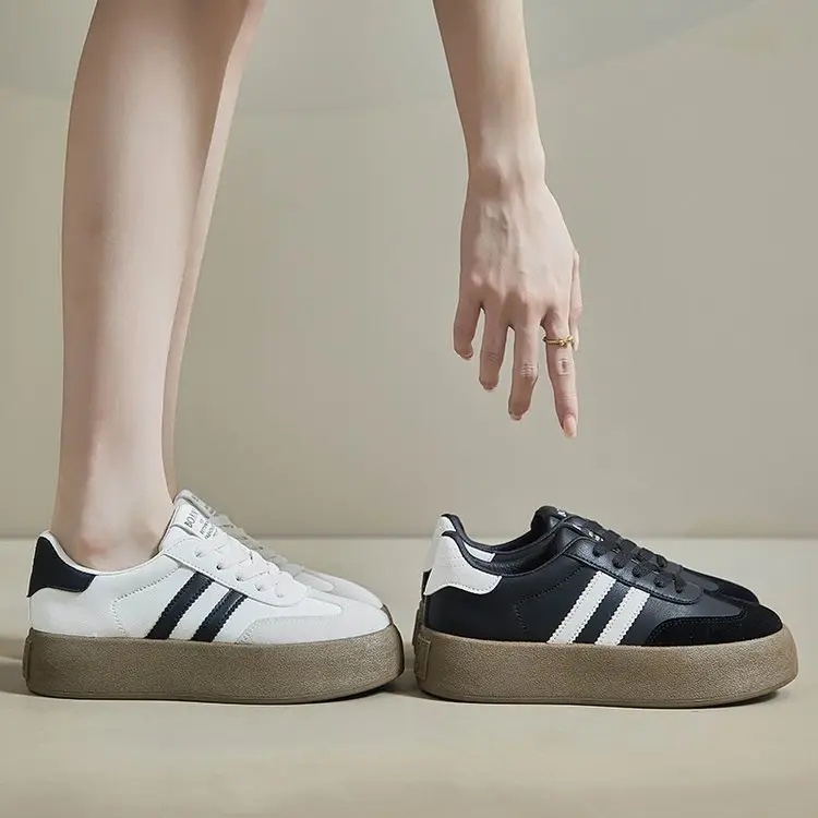 All-match German Training Shoes Women's Shoes 2024 New Autumn Thick-soled Height-increasing Leather White Shoes Retro Casual Sports Sneakers — feature 13