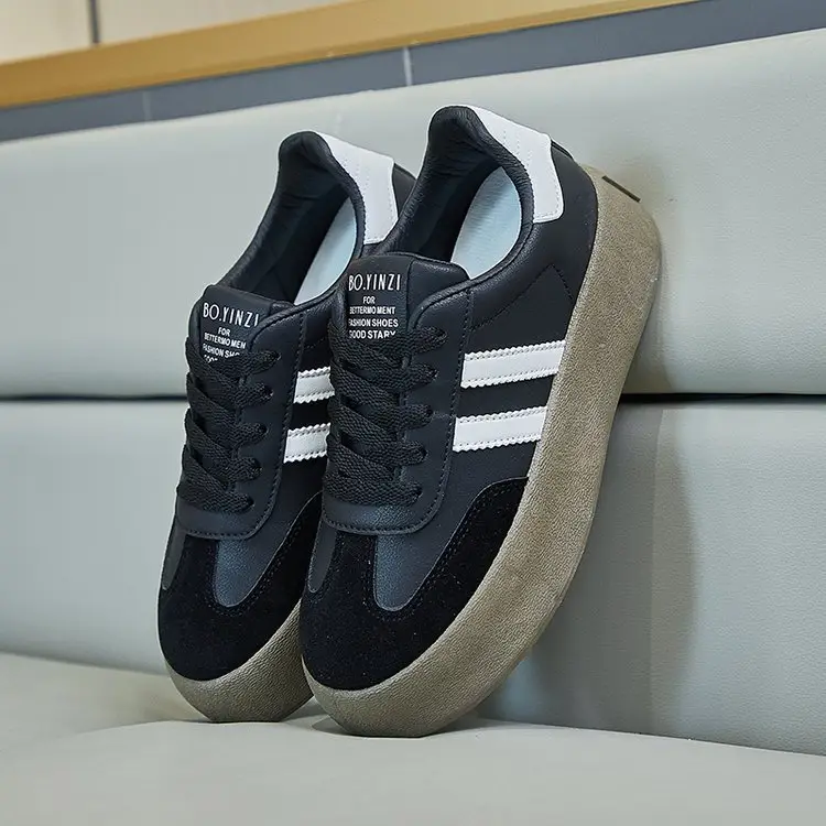 All-match German Training Shoes Women's Shoes 2024 New Autumn Thick-soled Height-increasing Leather White Shoes Retro Casual Sports Sneakers — feature 14