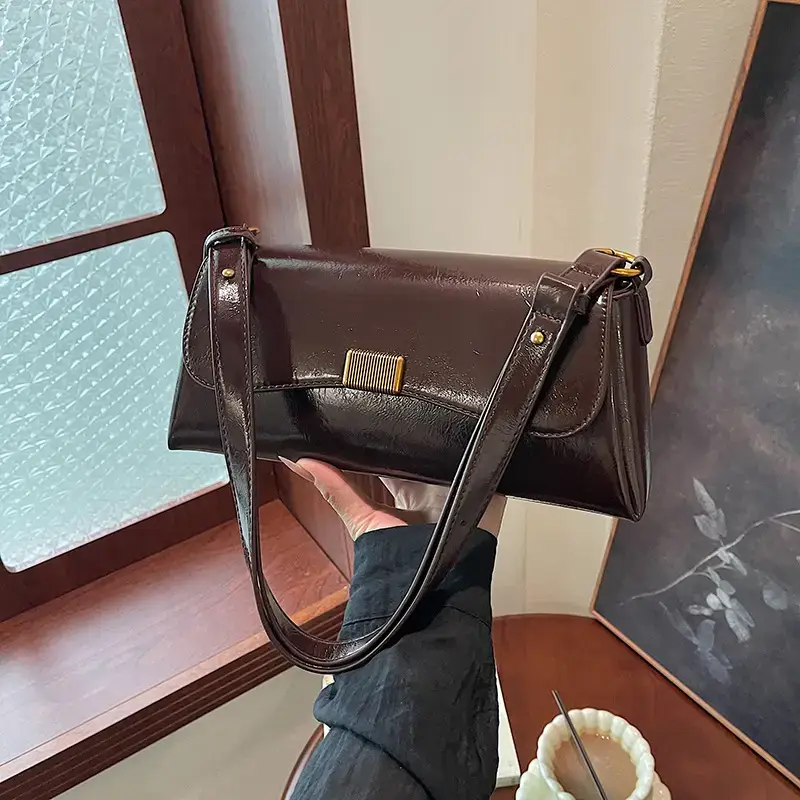Women's Brown Leather Crossbody Bag 2024 New Style - Image 6