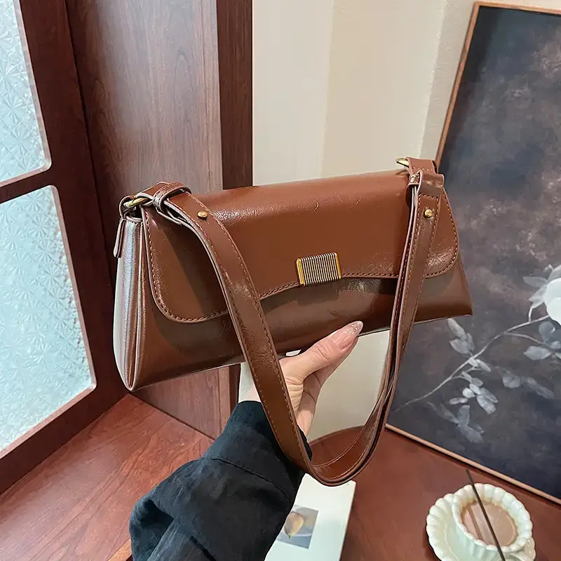 Women's Brown Leather Crossbody Bag 2024 New Style - Image 7