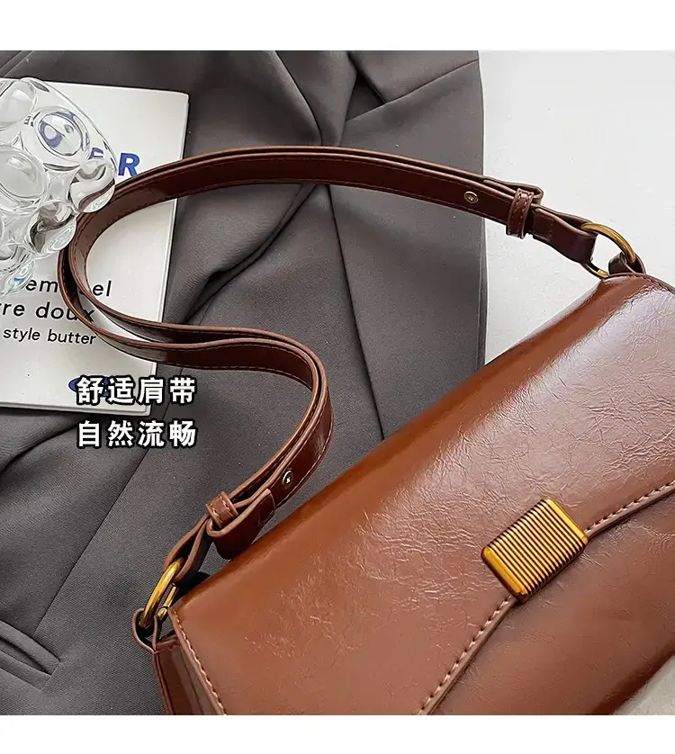 Women's Brown Leather Crossbody Bag 2024 New Style — feature 2