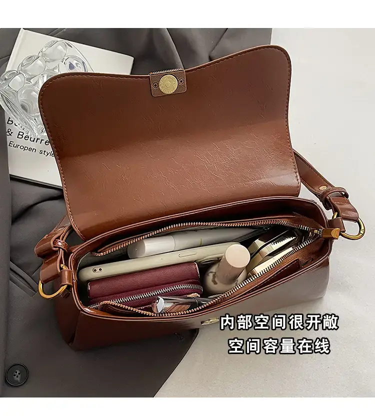 Women's Brown Leather Crossbody Bag 2024 New Style — feature 8