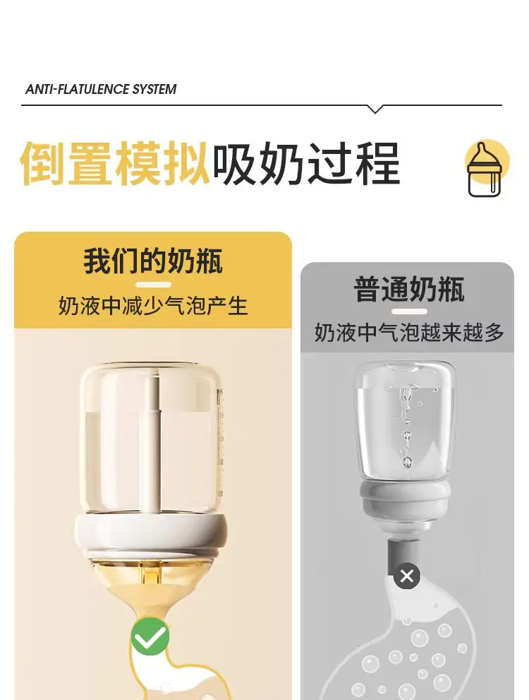 Newborn baby bottle 0-6 months anti-flatulence anti-spitting anti-choking glass bottle 80/160ml silicone nipple — feature 17