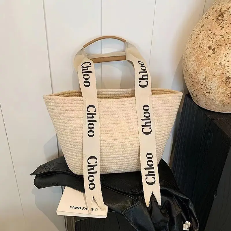 Large Capacity Woven Bag for Women All-match Shoulder Tote — feature 1
