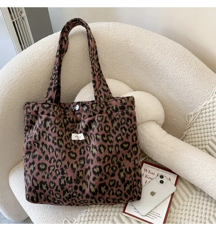 Women's Leopard Print Wool Shoulder Bag Autumn Winter — feature 20